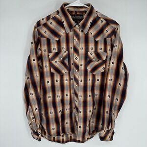 Rock & Roll Cowboy Mens Large Snap Front Western Shirt Southwestern Stripe Aztec